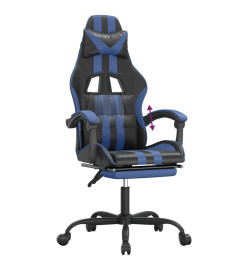 Chaise de jeu avec repose-pied Noir et bleu Similicuir