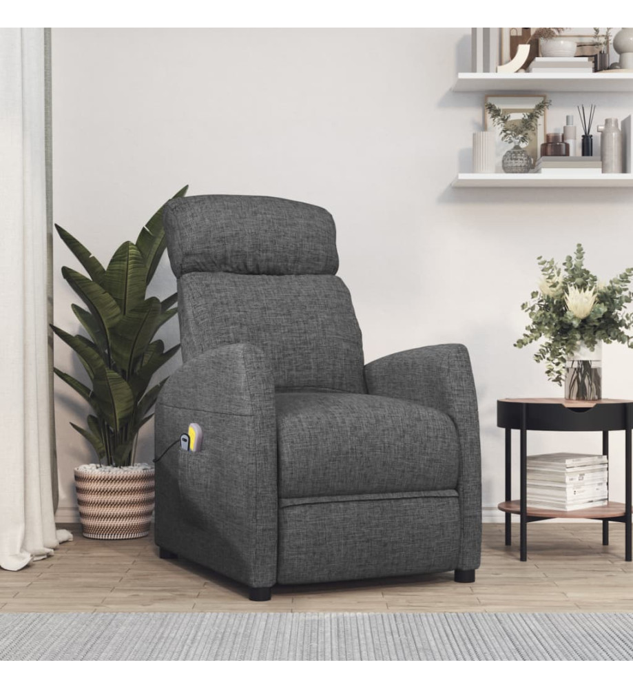 Fauteuil de massage inclinable Gris foncé Tissu