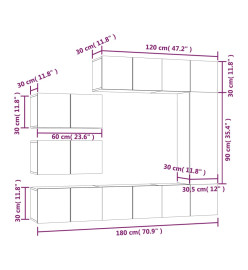 Ensemble de meubles TV 8 pcs Chêne fumé Bois d'ingénierie