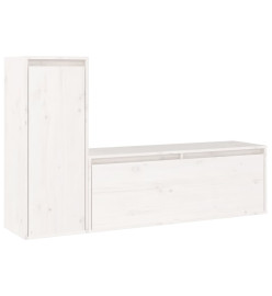 Meubles TV 2 pcs Blanc Bois massif de pin