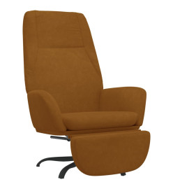 Chaise de relaxation avec repose-pied Marron Velours