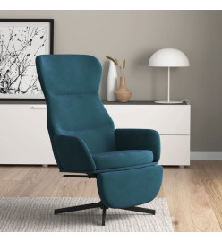 Chaise de relaxation avec repose-pied Bleu Velours