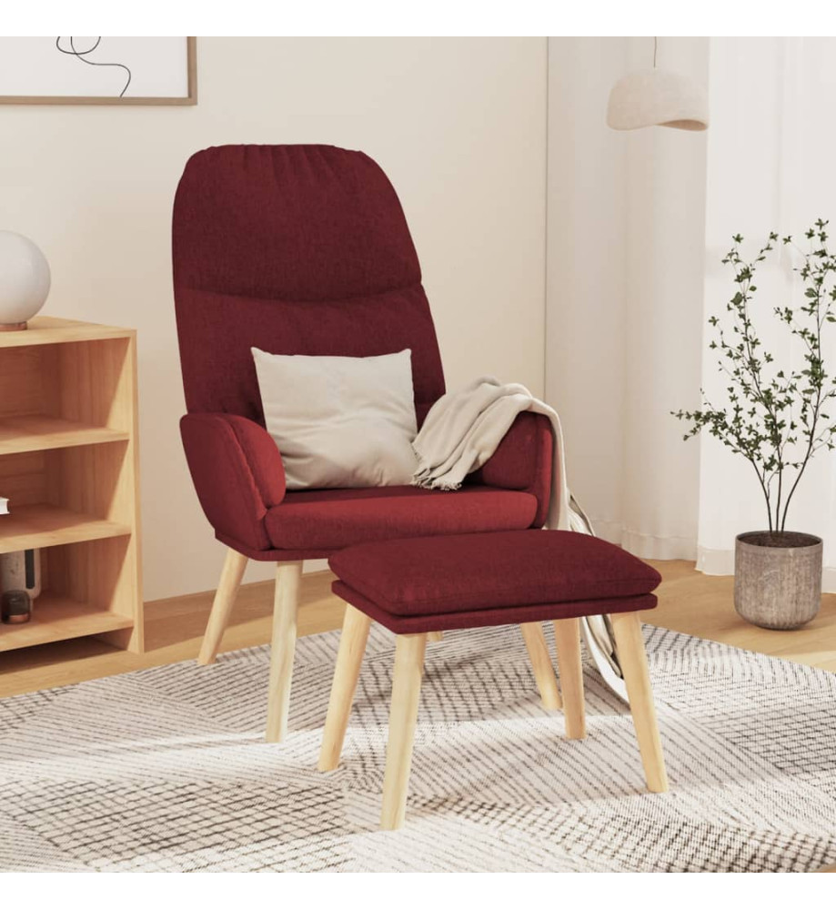 Chaise de relaxation avec tabouret Rouge bordeaux Tissu