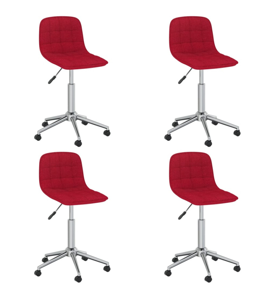 Chaises pivotantes à manger lot de 4 rouge bordeaux tissu