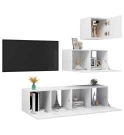 Ensemble de meuble TV 4 pcs Blanc Aggloméré