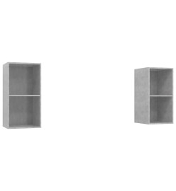 Meubles TV muraux 2 pcs Gris béton Aggloméré