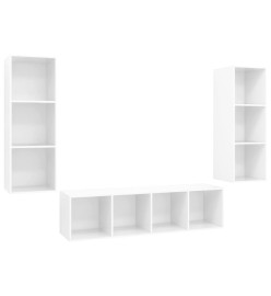 Ensemble de meuble TV 3 pcs Blanc brillant Aggloméré