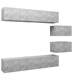 Ensemble de meuble TV 6 pcs Gris béton Aggloméré