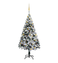 Arbre de Noël artificiel pré-éclairé et boules vert 150 cm PVC