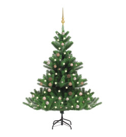 Sapin de Noël artificiel Nordmann avec LED et boules Vert 150cm