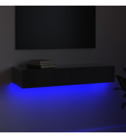 Meuble TV avec lumières LED Gris brillant 90x35x15,5 cm