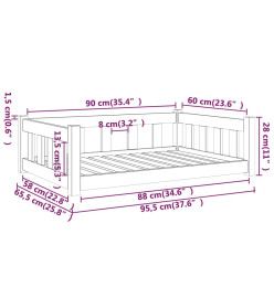 Lit pour chien 95,5x65,5x28 cm bois de pin solide