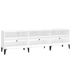 Meuble TV blanc brillant 150x30x44,5 cm bois d'ingénierie