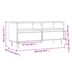 Meuble TV gris béton 100x34,5x44,5 cm bois d'ingénierie