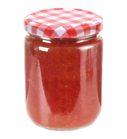 Pots à confiture Couvercle blanc et rouge 96 pcs Verre 230 ml