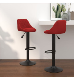 Tabourets de bar lot de 2 rouge bordeaux velours