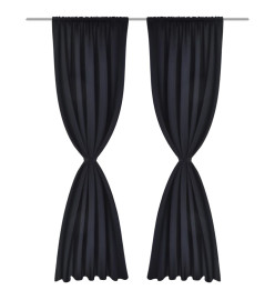 2 pcs Rideau Blackout Occultant Noir Tête à Fente 135 x 245 cm