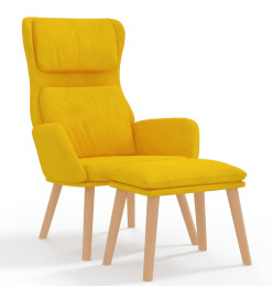 Chaise de détente et repose-pied Jaune moutarde Velours