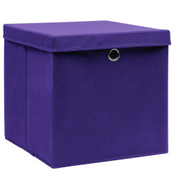 Boîtes de rangement avec couvercles 4 pcs 28x28x28 cm Violet