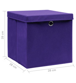 Boîtes de rangement avec couvercles 4 pcs 28x28x28 cm Violet