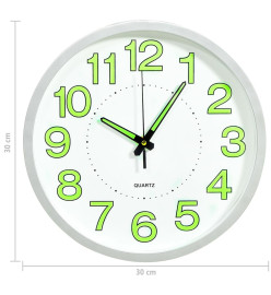 Horloge murale lumineuse Blanc 30 cm