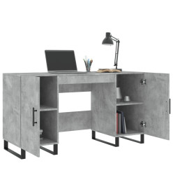 Bureau gris béton 140x50x75 cm bois d'ingénierie