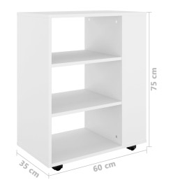 Armoire à roulettes Blanc 60x35x75 cm Aggloméré