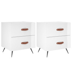 Tables de chevet 2 pcs blanc brillant 40x35x47,5 cm