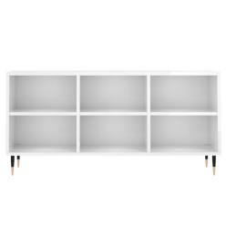 Meuble TV blanc brillant 103,5x30x50 cm bois d'ingénierie