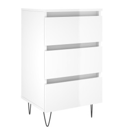 Table de chevet blanc brillant 40x35x69 cm bois d’ingénierie