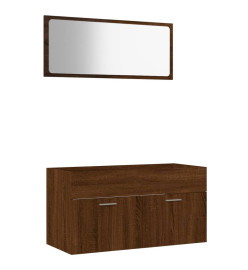 Ensemble de meubles de salle de bain 2 pcs Chêne marron