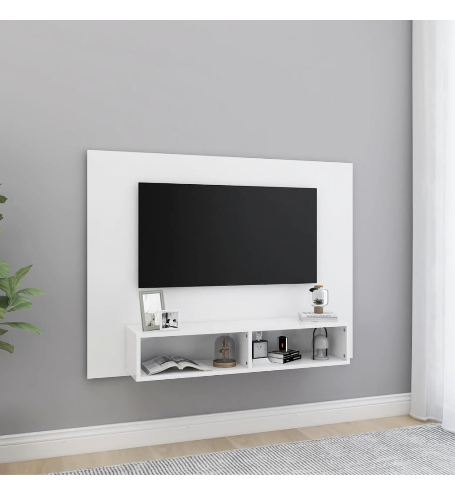 Meuble TV mural Blanc 120x23,5x90 cm Aggloméré