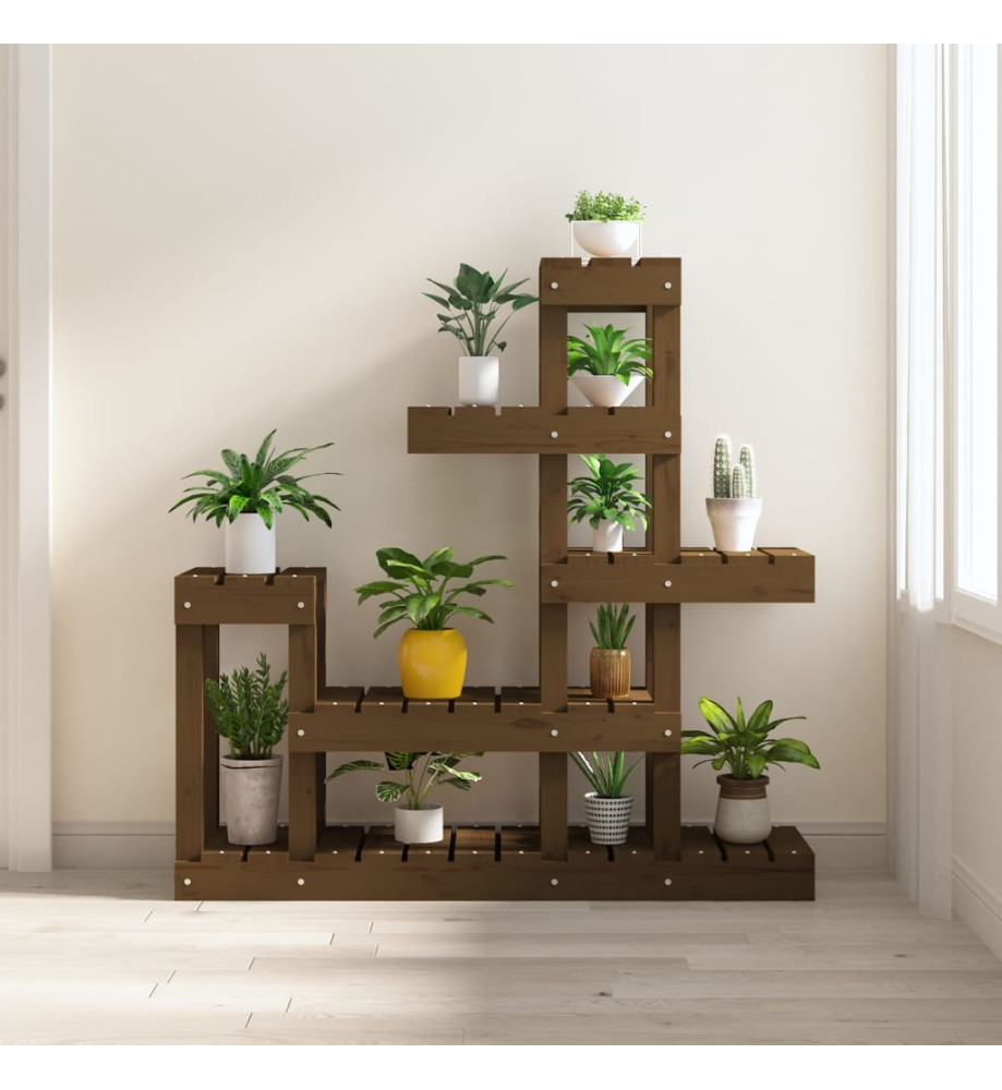 Support à plantes Marron miel 92x25x97 cm Bois massif de pin