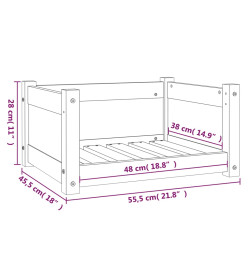 Lit pour chien Blanc 55,5x45,5x28 cm Bois massif de pin