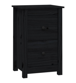 Table de chevet Noir 40x35x61,5 cm Bois de pin massif