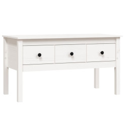 Table basse Blanc 102x49x55 cm Bois massif de pin