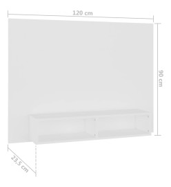 Meuble TV mural Blanc 120x23,5x90 cm Aggloméré