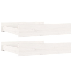 Tiroirs de lit 2 pcs blanc Bois de pin massif