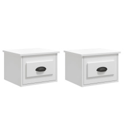 Tables de chevet murales 2 pcs blanc brillant 41,5x36x28 cm
