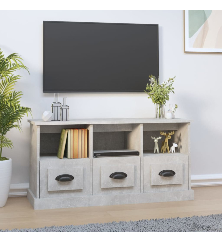 Meuble TV gris béton 100x35x50 cm bois d'ingénierie