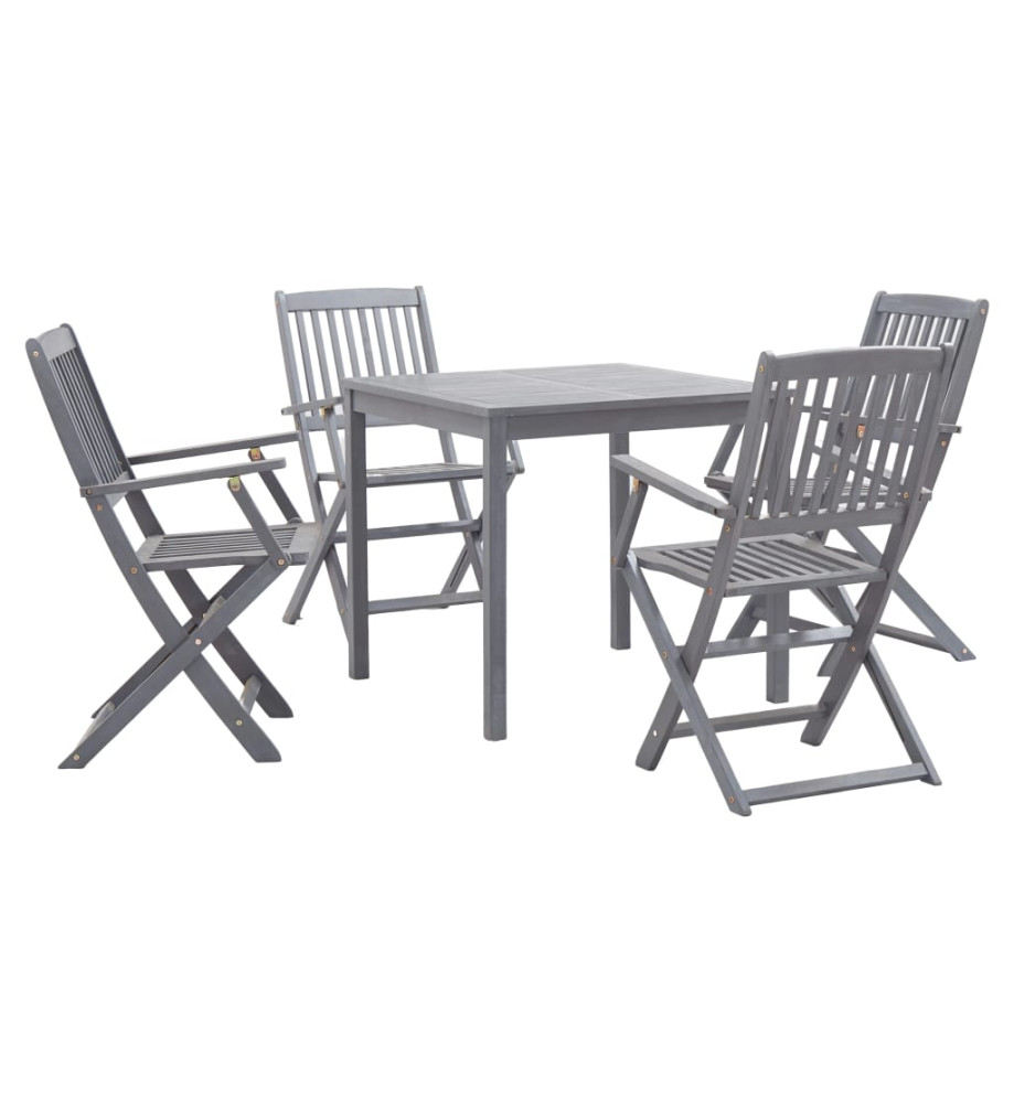 Mobilier à dîner de jardin 5 pcs Bois d'acacia massif Gris