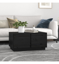 Table basse Noir 80x50x40 cm Bois massif de pin