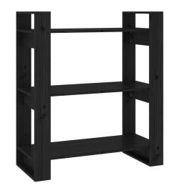 Bibliothèque/Séparateur de pièce Noir 80x35x91 cm Pin solide