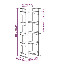 Bibliothèque/Cloison Marron miel 60x35x160 cm Bois massif