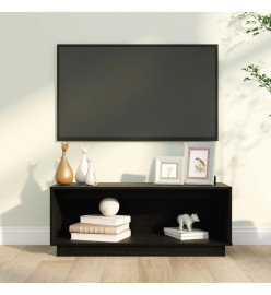 Meuble TV Noir 90x35x35 cm Bois de pin massif