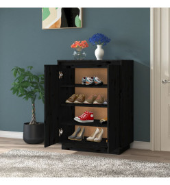 Armoire à chaussures Noir 60x35x80 cm Bois de pin massif