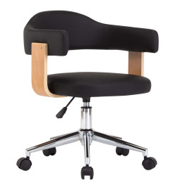 Chaise pivotante de bureau Noir Bois courbé et similicuir