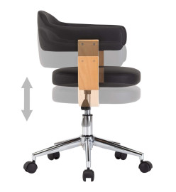 Chaise pivotante de bureau Noir Bois courbé et similicuir