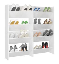 Armoires à chaussures murales 4 pcs Blanc brillant 60x18x60 cm