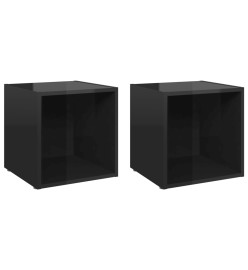 Meubles TV 2 pcs Noir brillant 37x35x37 cm Aggloméré